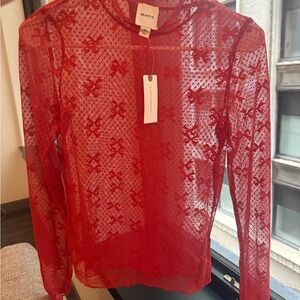 Anthropologie Maeve Scarlet Lace Blouse